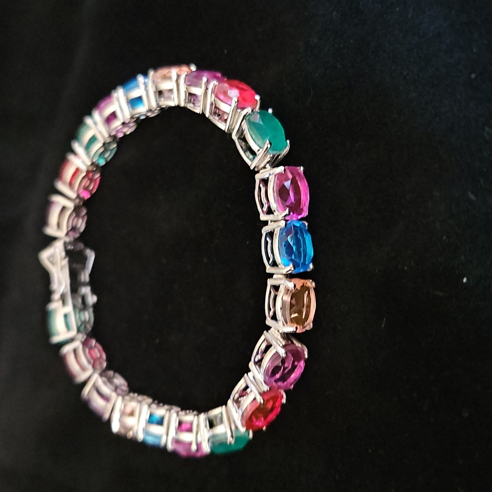 Ever True Multi Quartz (Triplet) 32.65 ctw Rainbow Radiance Bracelet in Platinum